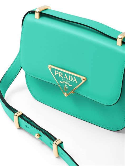 prada green safiano medium handbag bag with shoulder strap